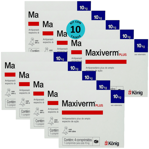 Maxiverm Plus 660mg com 4 Comprimidos Konig Kit com 10